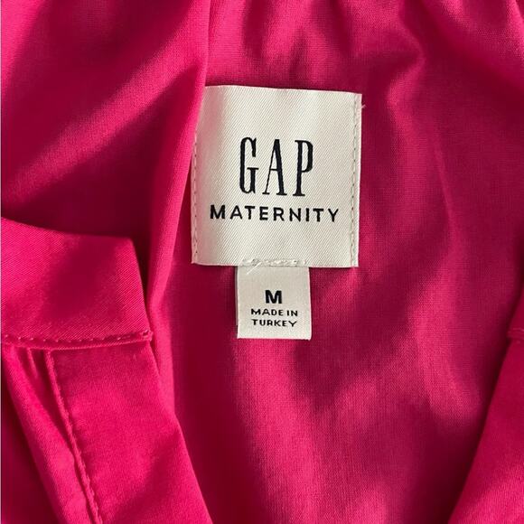 Gap Bright Pink Cotton Button Up Tunic Maternity Top Size Medium - Picture 4 of 6